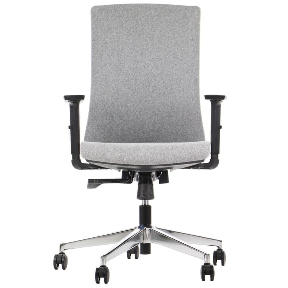 STEMA Ergonomická otočná stolička TONO, pochrómovaná základňa, posuvné sedadlo, synchrónny mechanizmus, šedá farba